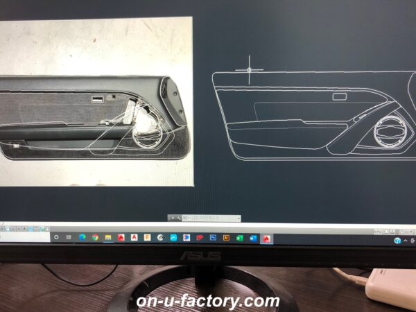 onUfactory　オンユーファクトリー　カーオーディオカスタム　ドアパネルカスタム　CAD図面デザイン設計　CNCルーター　切り出し